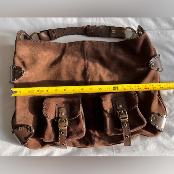 HYPE Suede LEATHER Slouch HOBO Buckle PURSE Bag - Picture 13 of 16